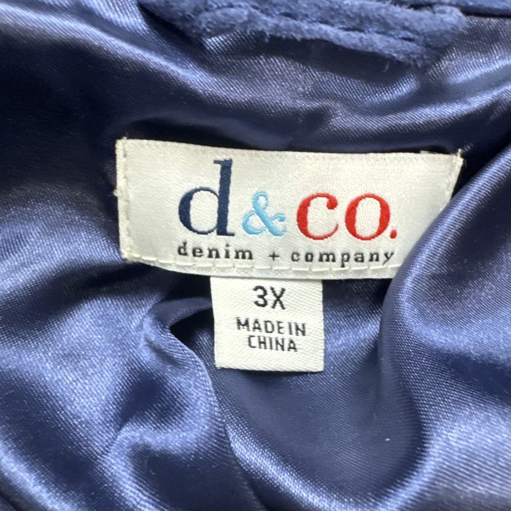 Blue Suede 3X Leather Jacket Snap D & Co Denim And Co Collared Shacket - Picture 2 of 7